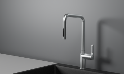 Кухонный смеситель GRANULA с выдвижным изливом и переключением на душ GR-8173, НЕРЖ