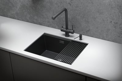 Кухонная мойка GRANULA KS-6045U, ЧЕРНЫЙ МАТОВЫЙ