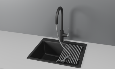 Кухонный смеситель GRANULA с выдвижным изливом с переключением на душ и подключением к  фильтру  GR-8168, ТУРМАЛИН