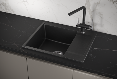 Кухонная мойка GRANULA ES-6202, ШВАРЦ (чёрный металлик)