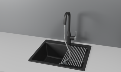 Кухонный смеситель GRANULA с выдвижным изливом и подключением к фильтру GR-8171, ТУРМАЛИН