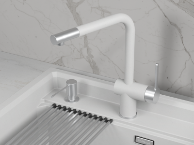 Кухонный смеситель GRANULA GR-5017, АРКТИК (БЕЛЫЙ)