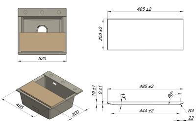Кухонная мойка GRANULA ES-5201, АРКТИК (БЕЛЫЙ)