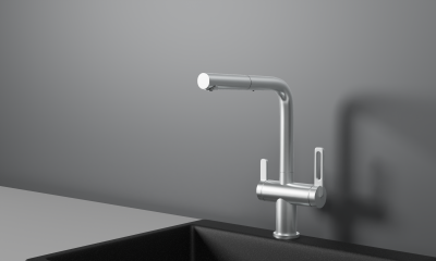 Кухонный смеситель GRANULA с выдвижным изливом и подключением к фильтру GR-8170, НЕРЖ