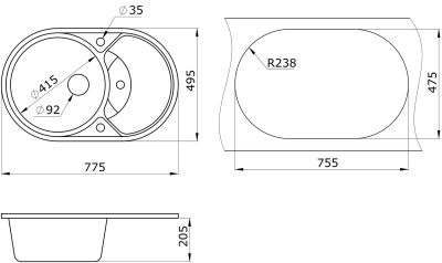 Кухонная мойка Granula GR-7801 песок 775х495мм