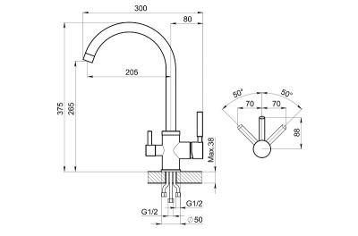 Кухонный смеситель GRANULA  GR-2168, АРКТИК (БЕЛЫЙ)