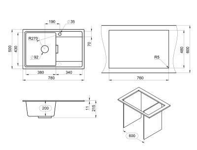Кухонная мойка GRANULA GR-7804, АРКТИК (БЕЛЫЙ)
