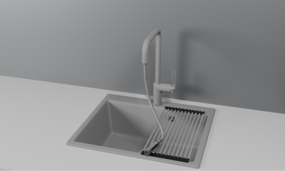 Кухонный смеситель GRANULA с выдвижным изливом и переключением на душ GR-8173, АЛЮМИНИУМ