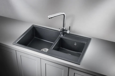 Кухонная мойка GRANULA GR-8201, ШВАРЦ (чёрный металлик)
