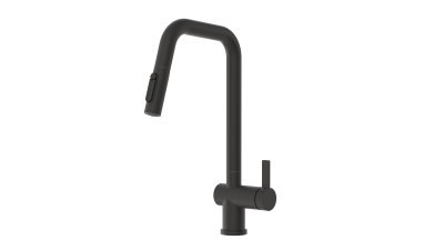 Кухонный смеситель GRANULA  с выдвижным изливом с переключением на душ и подключением к  фильтру  KS-7273, ЧЕРНЫЙ МАТОВЫЙ