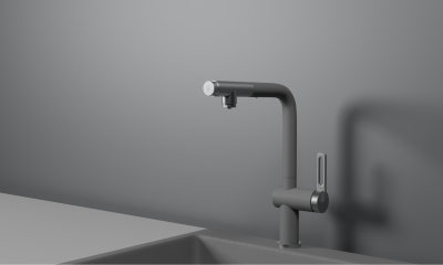 Кухонный смеситель GRANULA с выдвижным изливом и подключением к фильтру GR-8169, АЛЮМИНИУМ