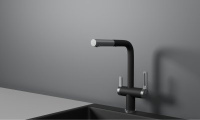 Кухонный смеситель GRANULA с выдвижным изливом и подключением к фильтру GR-8170, ШВАРЦ