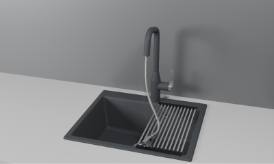 Кухонный смеситель GRANULA с выдвижным изливом и подключением к фильтру GR-8171, ГРАФИТ