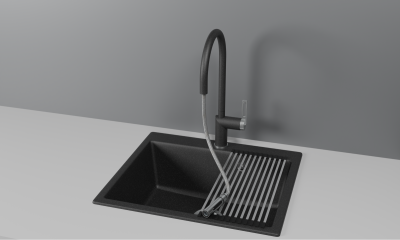 Кухонный смеситель GRANULA с выдвижным изливом и переключением на душ GR-8172, ЧЕРНЫЙ