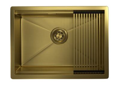 KS-6045U, ЗОЛОТО САТИН, стальная кухонная мойка KITCHEN SPACE