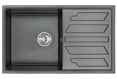 Кухонная мойка GRANULA GR-8601, ШВАРЦ (чёрный металлик)