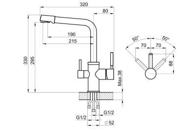 Кухонный смеситель GRANULA  GR-2015, ПИРИТ