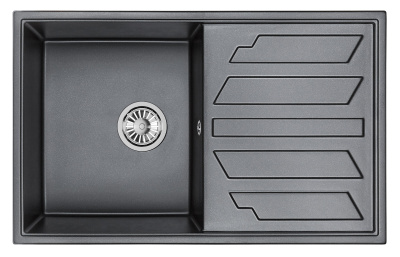 Кухонная мойка GRANULA GR-8002, ШВАРЦ (чёрный металлик)