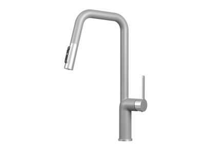 Кухонный смеситель GRANULA с выдвижным изливом с переключением на душ и подключением к фильтру GR-9011, АЛЮМИНИУМ