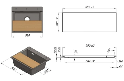 Доска разделочная Ясень  475*200*18