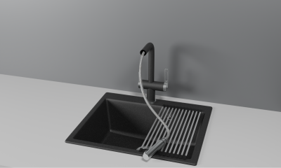 Кухонный смеситель GRANULA с выдвижным изливом и подключением к фильтру GR-8170 ЧЕРНЫЙ