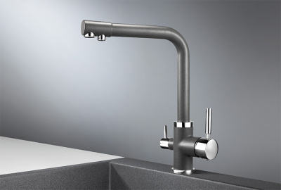 Кухонный смеситель GRANULA GR-2015, ГРАФИТ (ЧЁРНО-СЕРЫЙ)