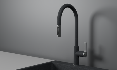 Кухонный смеситель GRANULA с выдвижным изливом с переключением на душ и подключением к  фильтру  GR-8168, ГРАФИТ