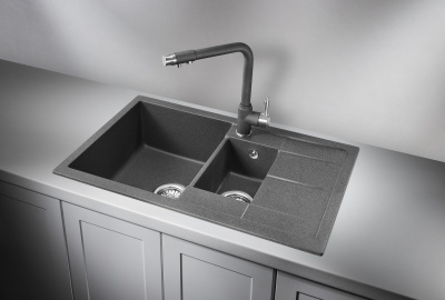 Кухонная мойка GRANULA GR-7802, ГРАФИТ (ЧЁРНО-СЕРЫЙ)