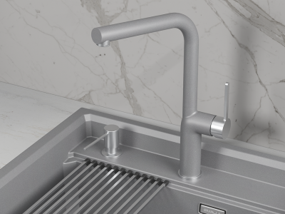 Кухонный смеситель GRANULA GR-9502, АЛЮМИНИУМ