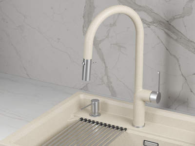 Кухонный смеситель GRANULA с выдвижным изливом и переключением на душ GR-9010, ПИРИТ