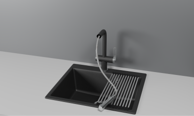 Кухонный смеситель GRANULA с выдвижным изливом и подключением к фильтру GR-8170, ТУРМАЛИН