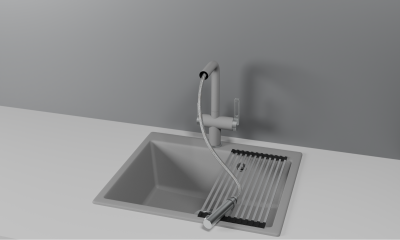 Кухонный смеситель GRANULA с выдвижным изливом и подключением к фильтру GR-8170, АЛЮМИНИУМ