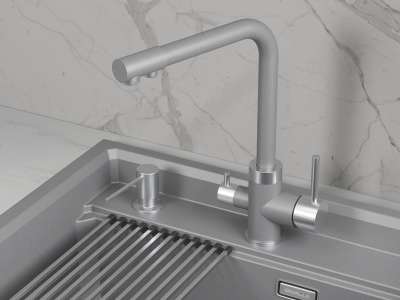 Кухонный смеситель GRANULA GR-5015, АЛЮМИНИУМ