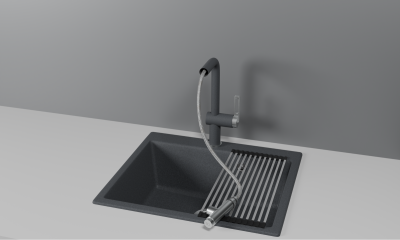 Кухонный смеситель GRANULA с выдвижным изливом с переключением на душ и подключением к фильтру GR-8169, ГРАФИТ