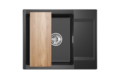 Кухонная мойка GRANULA ES-6202, ШВАРЦ (чёрный металлик)