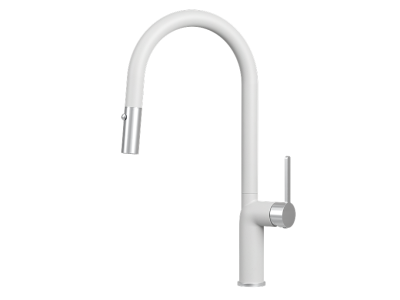 Кухонный смеситель GRANULA с выдвижным изливом и переключением на душ GR-9010, АРКТИК (БЕЛЫЙ)