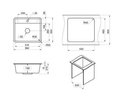 Кухонная мойка GRANULA ST-5601, БЕЛЫЙ
