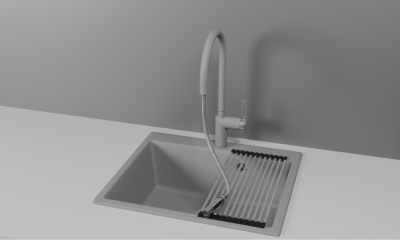 Кухонный смеситель GRANULA с выдвижным изливом и переключением на душ GR-8172, АЛЮМИНИУМ