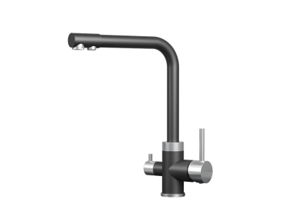 Кухонный смеситель GRANULA GR-5015, ШВАРЦ (чёрный металлик)