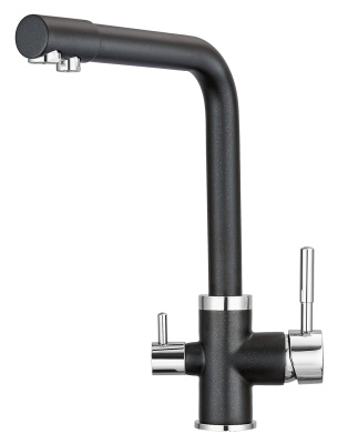 Кухонный смеситель GRANULA  GR-2015, ШВАРЦ (чёрный металлик)