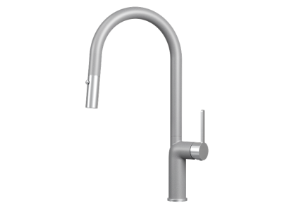 Кухонный смеситель GRANULA с выдвижным изливом и переключением на душ GR-9010, АЛЮМИНИУМ