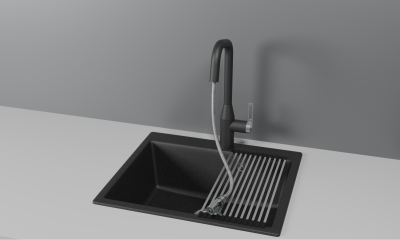 Кухонный смеситель GRANULA с выдвижным изливом и подключением к фильтру GR-8171, ЧЕРНЫЙ