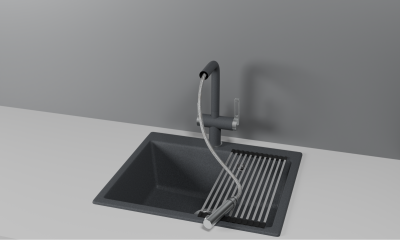 Кухонный смеситель GRANULA с выдвижным изливом и подключением к фильтру GR-8170, ГРАФИТ