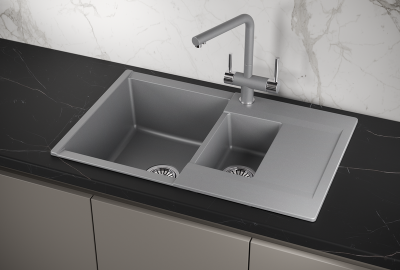 Кухонная мойка GRANULA ES-7808, АЛЮМИНИУМ