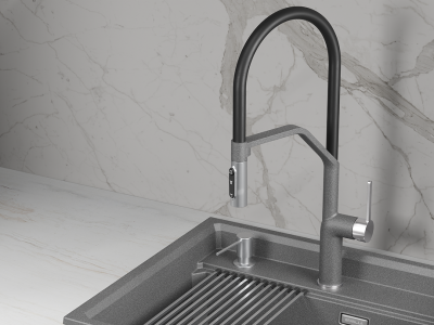 Кухонный смеситель GRANULA GR-9012, ГРАФИТ (ЧЁРНО-СЕРЫЙ)