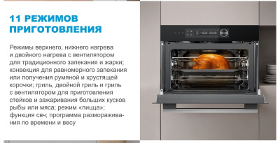 Компактный духовой шкаф с СВЧ Midea MCO82007MBG-I