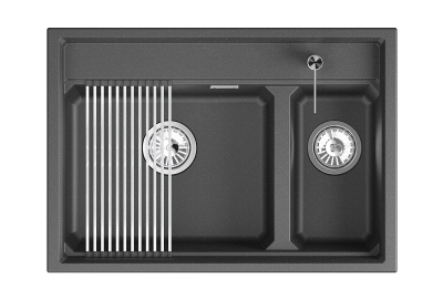 Кухонная мойка GRANULA KS-7302, ШВАРЦ (чёрный металлик)