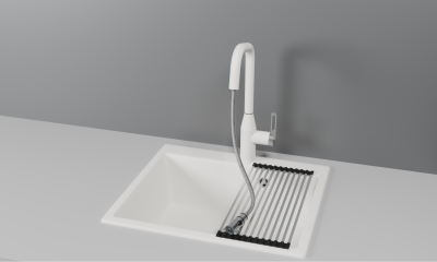 Кухонный смеситель GRANULA с выдвижным изливом и подключением к фильтру GR-8171, АРКТИК (БЕЛЫЙ)