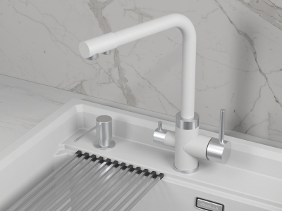 Кухонный смеситель GRANULA GR-5015, АРКТИК (БЕЛЫЙ)