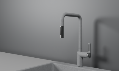 Кухонный смеситель GRANULA с выдвижным изливом и переключением на душ GR-8173, БАЗАЛЬТ